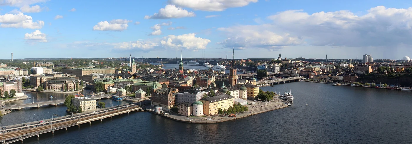 Daytime panorama of Gamla Stan, Riddarholmen and Stockholm waterfront